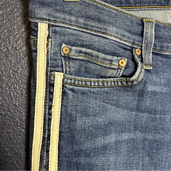 Principle Denim Innovators Cropped Jeans with White Stripe, Size 28 - Picture 2 of 7